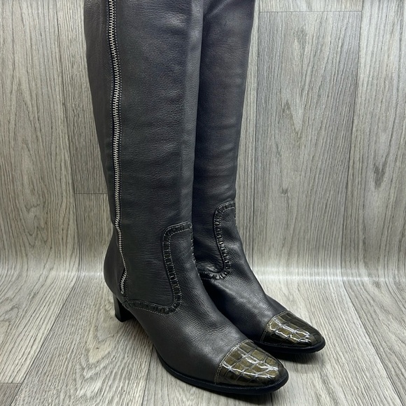 NWOT Brighton Leather & Patent Croc Torch Boots